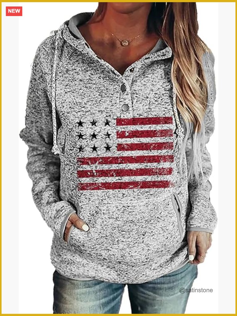 Vintage Loose Casual Hoodie Long Sleeve Pullover With Kangaroo Pocket